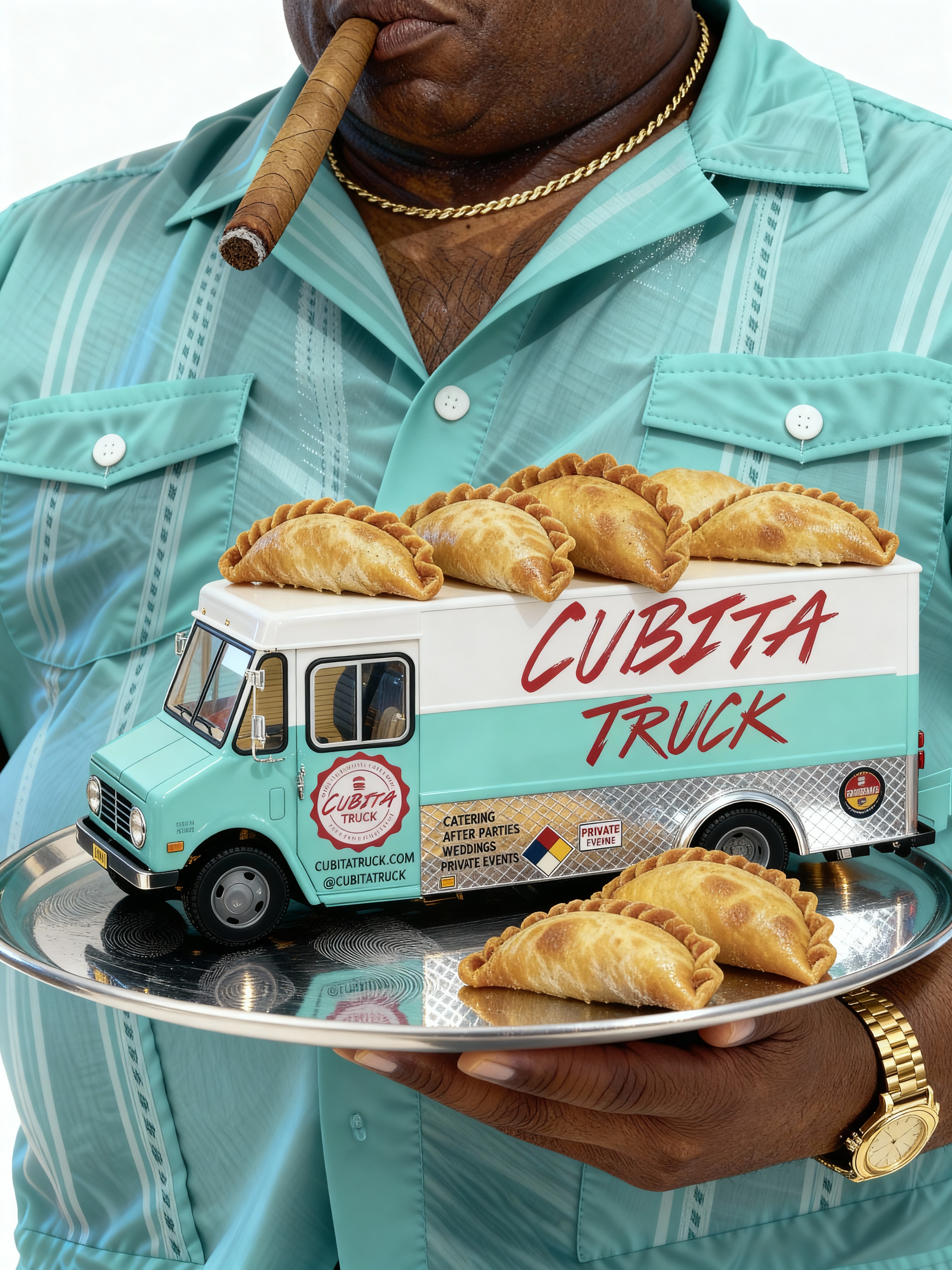 Cubita Café mural and to-go bag